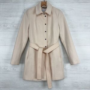 Calvin Klein Winter Coat Women S Light Pink Club Collar Belted Snap‎ Structured
